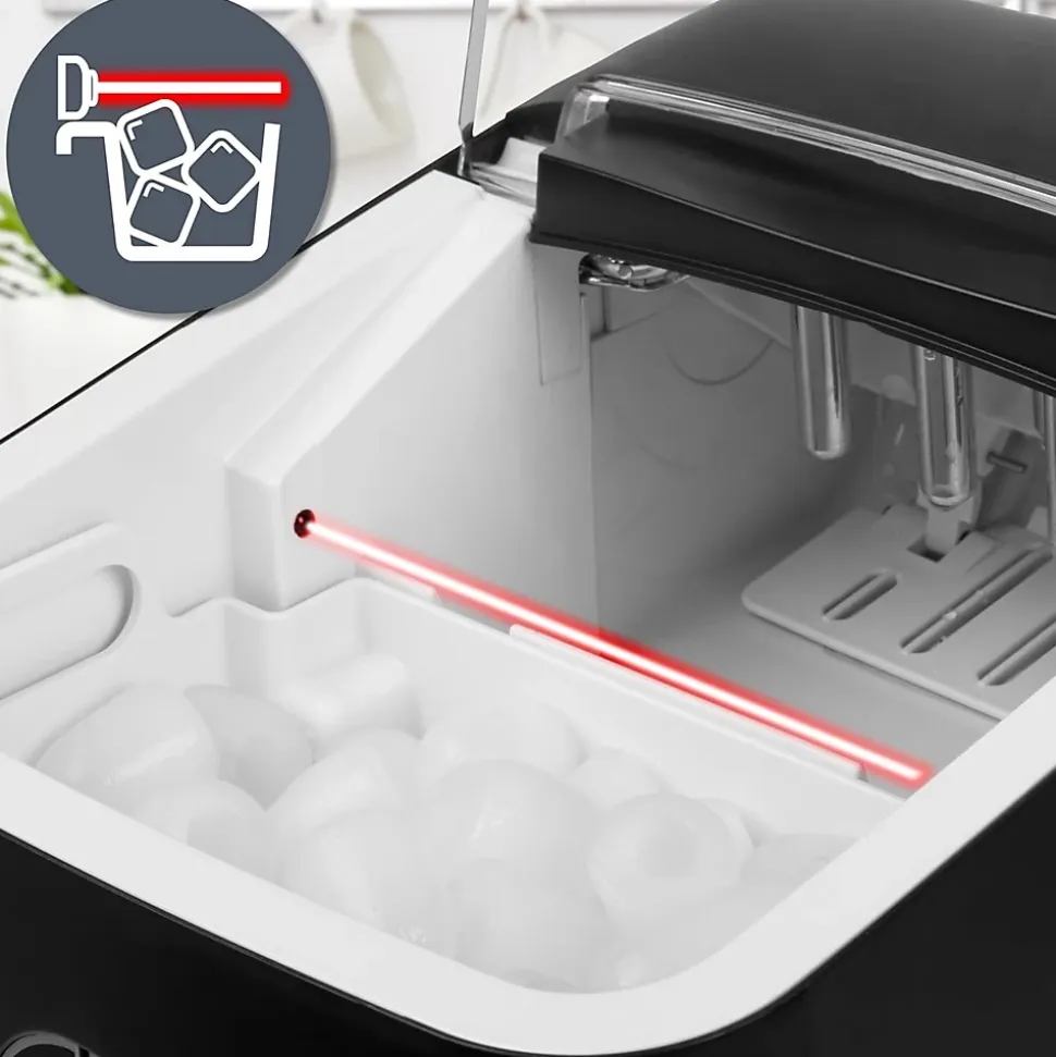ICM12 BK Machine à glaçons automatique 120W 8 cubes en 6 à 8 min Panier 1 litre Réservoir 1 litre Pelle incluse Cocktail Duronic