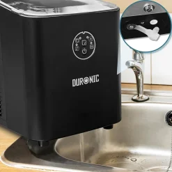 ICM12 BK Machine à glaçons automatique 120W 8 cubes en 6 à 8 min Panier 1 litre Réservoir 1 litre Pelle incluse Cocktail Duronic