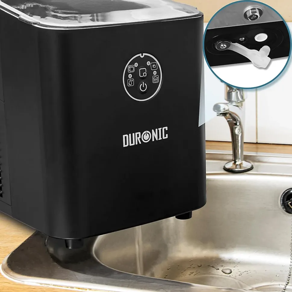 ICM12 BK Machine à glaçons automatique 120W 8 cubes en 6 à 8 min Panier 1 litre Réservoir 1 litre Pelle incluse Cocktail Duronic