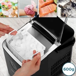 ICM12 BK Machine à glaçons automatique 120W 8 cubes en 6 à 8 min Panier 1 litre Réservoir 1 litre Pelle incluse Cocktail Duronic
