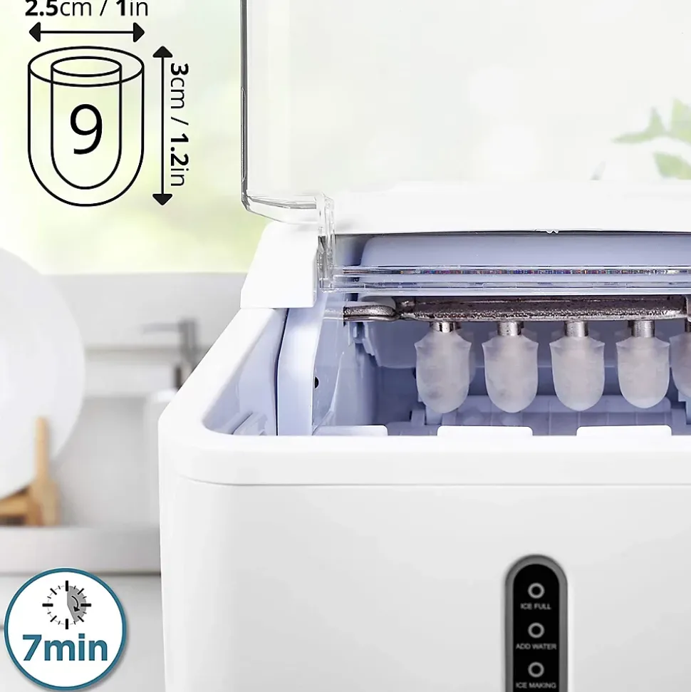 ICM120 WE Machine à glaçons automatique 120W 9 cubes 7 à 9 min Panier 600 g Réservoir 1,5 litre Boisson fraîche Cocktail Duronic