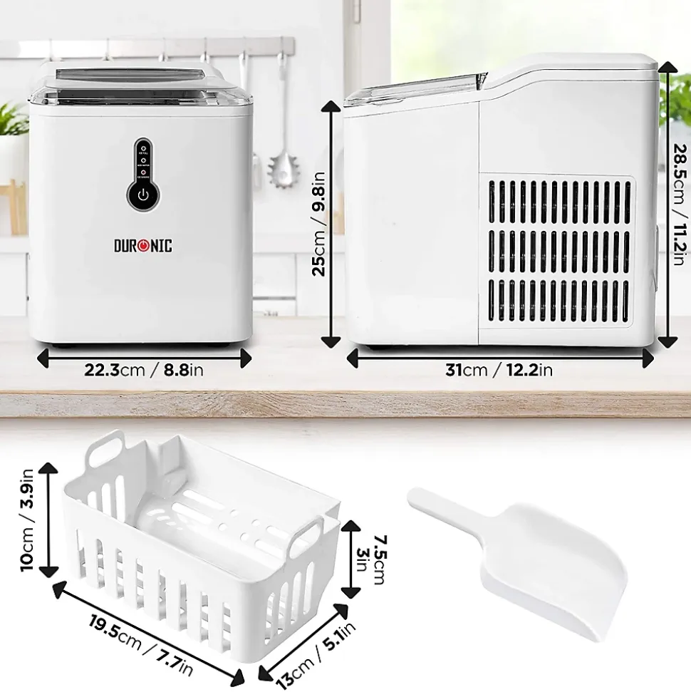 ICM120 WE Machine à glaçons automatique 120W 9 cubes 7 à 9 min Panier 600 g Réservoir 1,5 litre Boisson fraîche Cocktail Duronic