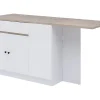 Ilot central de cuisine avec rangements en MDF - Blanc et naturel - HELOMY