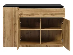 Ilot central de cuisine avec rangements - Noir et Naturel - MEILI