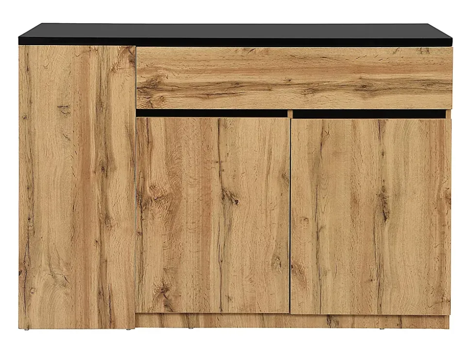 Ilot central de cuisine avec rangements - Noir et Naturel - MEILI