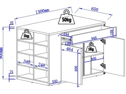 Ilot central de cuisine avec rangements - Noir et Naturel - MEILI