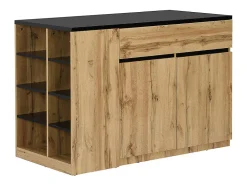 Ilot central de cuisine avec rangements - Noir et Naturel - MEILI