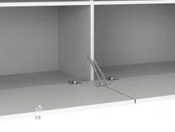 Ilot central de cuisine avec 2 portes et 2 niches - Blanc et chêne - TEKYNA