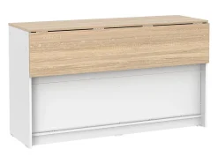 Ilot central de cuisine avec 2 portes et 2 niches - Blanc et chêne - TEKYNA