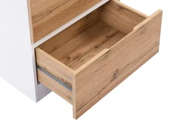 Ilot central de cuisine avec 6 tiroirs et 4 niches en MDF - Naturel clair et Blanc - POMARELA