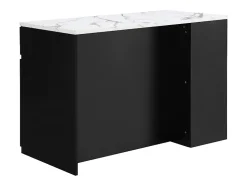 Ilot central de cuisine avec rangements - Effet marbre blanc et noir - MEILI