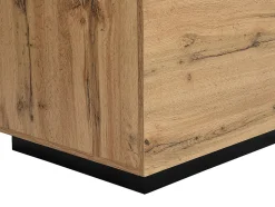 Ilot central de cuisine avec 2 portes et 1 niche en MDF - Naturel et noir - CORELINA
