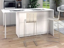 Ilot central de cuisine avec 2 portes, 1 tiroir et 2 niches - Blanc - TUNORI