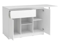 Ilot central de cuisine avec 2 portes, 1 tiroir et 2 niches - Blanc - TUNORI