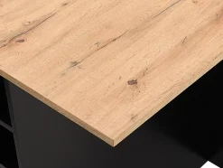 Ilot central de cuisine avec 6 tiroirs et 4 niches en MDF - Naturel clair et Noir - POMARELA