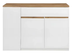 Ilot central de cuisine avec rangements - Blanc et Naturel - MEILI