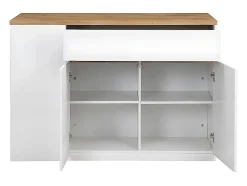 Ilot central de cuisine avec rangements - Blanc et Naturel - MEILI