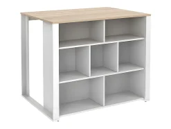Ilot central de cuisine avec 7 niches - Blanc et naturel - OPOLE