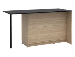 Ilot central de cuisine avec 2 portes, 1 tiroir et 2 niches - Naturel et noir - TUNORI