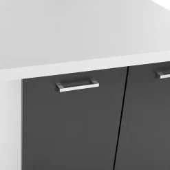 Ilot central IVO 120 cm blanc et gris avec plan de travail