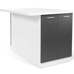 Ilot central IVO 120 cm blanc et gris avec plan de travail