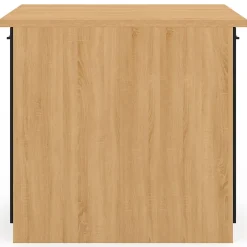 Ilot central IVO 100 cm bois façon hêtre portes noires avec plan de travail