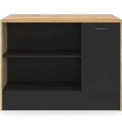 Ilot central LIO 120 cm maxi capacité de rangement bois et noir