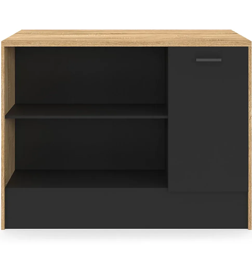 Ilot central LIO 120 cm maxi capacité de rangement bois et noir