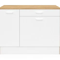 Ilot central LIO maxi capacité de rangement bois et blanc