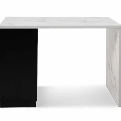 Ilot central mange debout 4 personnes VITO 130 cm noir et plateau effet marbre ALASKA