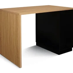 Ilot central mange-debout 4 personnes VITO 130 cm noir et plateau bois