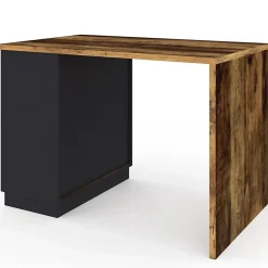 Ilot central mange-debout 4 personnes VITO 130 cm noir et effet bois foncé HAWKINS