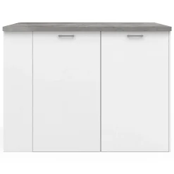 Ilot central TIBO 120 cm bois blanc avec plan de travail façon béton