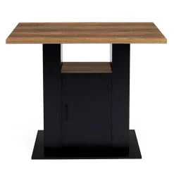 Ilot central UGO 110 cm bois noir et effet bois foncé HAWKINS avec rangements