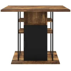 Ilot central UGO 110 cm bois noir et effet bois foncé HAWKINS avec rangements design industriel