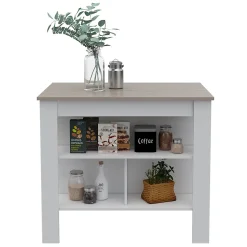 Ilot de cuisine Cala Antibactérien, surface antibactérienne et trois étagères , 89.91 cm X 102.87 cm X 69.85 cm , Multicolore