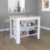 Ilot de cuisine Cala en mélaminé avec trois étagères , 89.99 cm X 102.99 cm X 69.97 cm , White / Duna