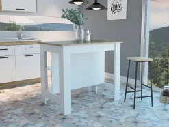 Ilot de cuisine Cala en mélaminé avec trois étagères , 89.99 cm X 102.99 cm X 69.97 cm , White / Duna