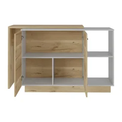 Ilot de cuisine Sicilia en mélaminé avec 2 portes et 3 étagères, multicolore, 90 cm X 150 cm X 60 cm