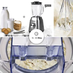 IM540 Sorbetière électrique Capacité de 1,5 litre Cuve en inox Turbine Desserts glaces yaourts glacés faits maison Duronic