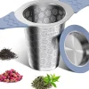 Infuseur à thé en acier inoxydable avec poignée silicone gris