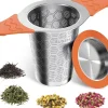 Infuseur à thé orange en acier inoxydable avec poignée