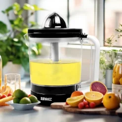 JE416 Presse agrumes 40W Capacité 1,6 litre Filtre réglable pour la pulpe Jus oranges citrons agrume frais Duronic