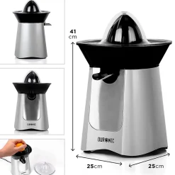 JE6 SR Presse agrume électrique 100W Bec verseur 2 cônes interchangeables jus oranges citrons agrume frais Duronic
