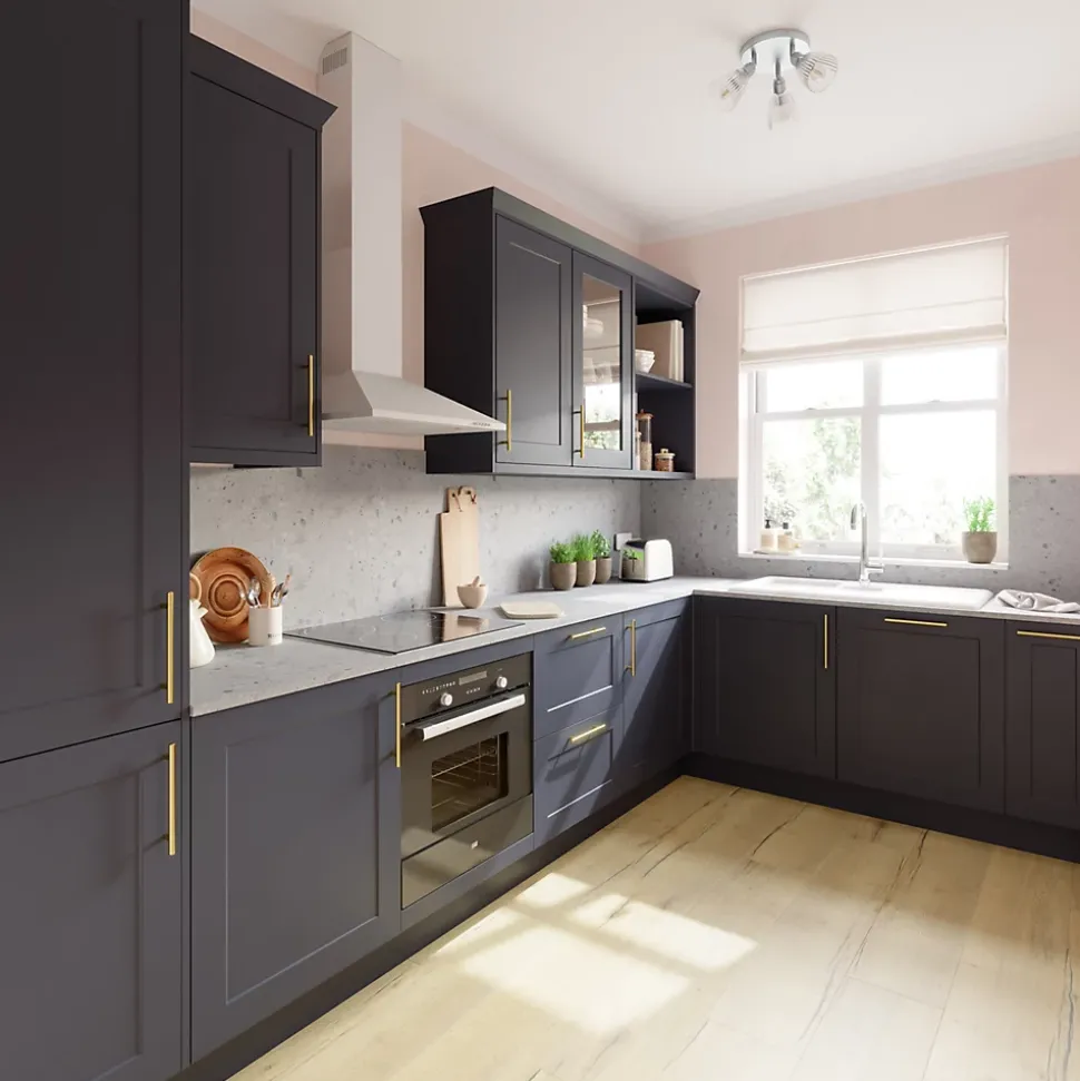 Joue de finition caisson bas Goodhome Artemisia Bleu nuit H. 90 cm x l. 61 cm x Ep. 18 mm