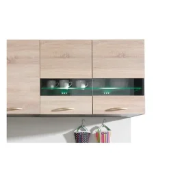 JUNONA Cuisine complete avec eclairage LED et plan de travail L 2m40 - Decor chene sonoma