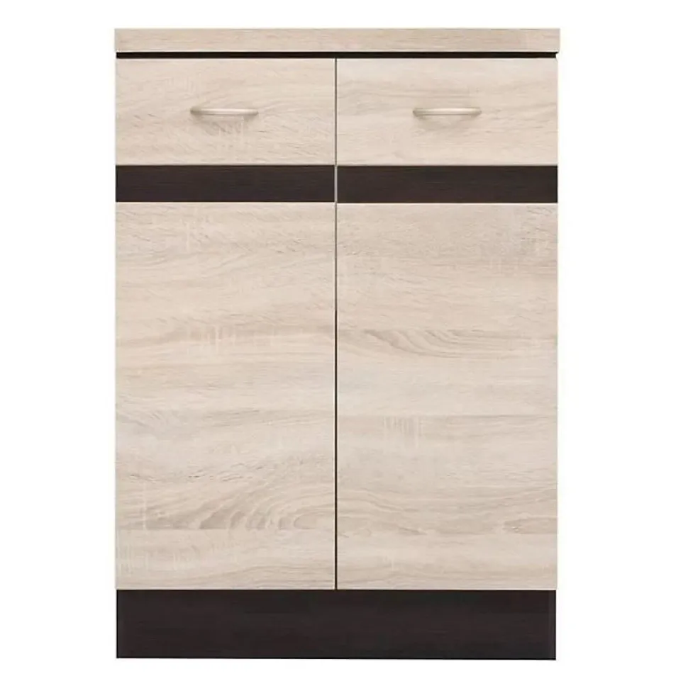 JUNONA Meuble bas de cuisine 60 cm - 2 Portes - Plan de travail - Chene sonoma