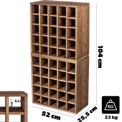 KADAX Casier à vin Échiquier en Bois Marron Foncé 2 pcs