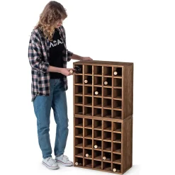 KADAX Casier à vin Échiquier en Bois Marron Foncé 2 pcs