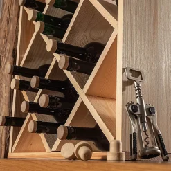 KADAX Casier à vin en grille en bois marron clair